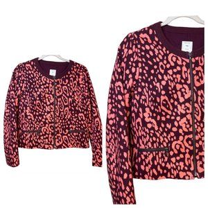 Gap Ladies Leopard Print Zip Up Jacket Size 8